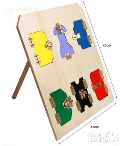 Montessori Lock Table Монтесори табло с 6 ключалки на стойка, снимка 1 - Образователни игри - 26626284