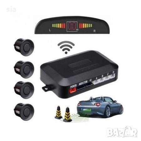 Безжичен Парктроник, Parking sensor с 4 черни сензора и дисплей , снимка 2 - Аксесоари и консумативи - 27909226