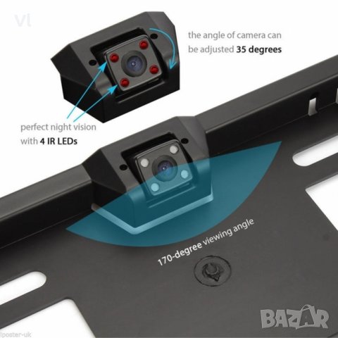 Камера за задно виждане с рамка за номера с 4LED нощен режим XH701, снимка 5 - Аксесоари и консумативи - 26270590