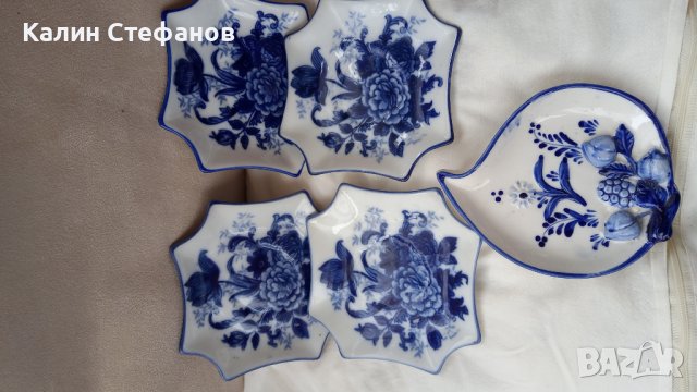 Комплект сухи мезета или нео друго 4 чинийки плюс купичка син лот, снимка 6 - Прибори за хранене, готвене и сервиране - 43215212