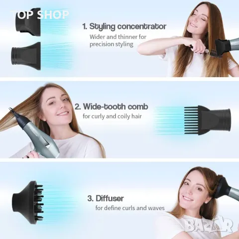 Faszin Професионален 2500W Power Salon йонен сешоар с променлив ток, снимка 2 - Сешоари - 48472409