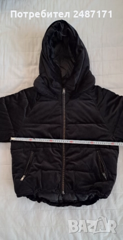 Черно топло дамско кадифено яке с качулка, снимка 2 - Якета - 52795982