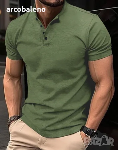 Ликвидация! Мъжка спортна поло тениска с яка Henley, 2цвята - Доставка 24 часа , снимка 2 - Тениски - 51921530