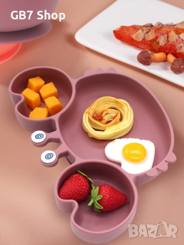 Комплект Силиконови Бебешки Прибори 9 в 1 – Безопасно, Удобно и Весело Хранене!, снимка 2 - Прибори, съдове, шишета и биберони - 52740785