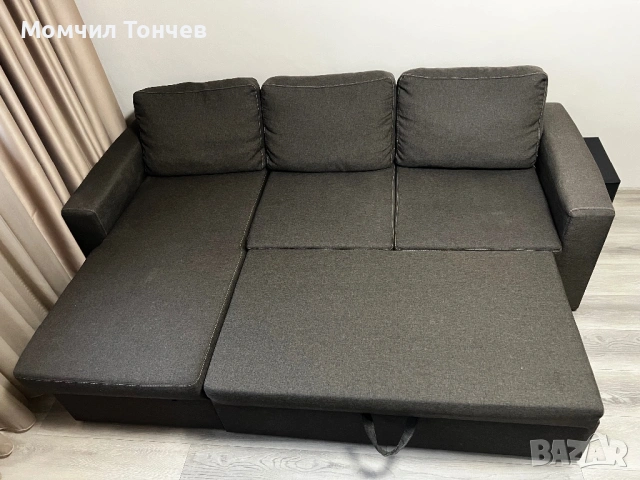 Разтегателен диван MARSLEV тъмносив , снимка 2 - Дивани и мека мебел - 53471050