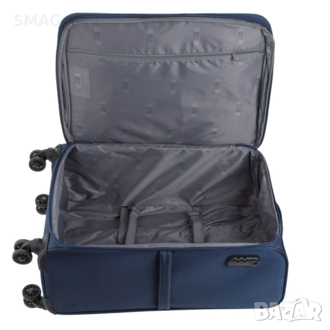 Куфар с колелца за пътуване, тъмносин с външни отделения, 83 л._1239391, снимка 5 - Куфари - 52200160