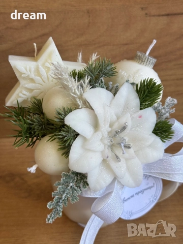Коледна аранжировка с ароматни соеви свещи, снимка 8 - Декорация за дома - 52281600