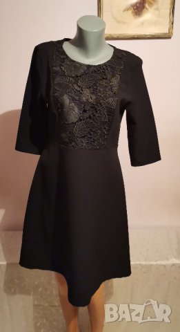 Официална черна рокля с бродерия р-р Л