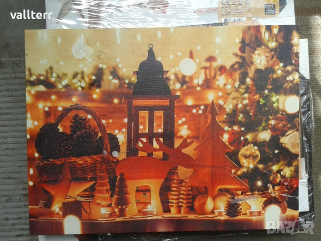 коледни новогодишни картини светещи на батерии последни бройки, снимка 3 - Декорация за дома - 52476041