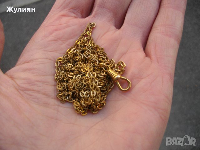 СТАР ПОЗЛАТЕН КЮСТЕК ЗА ДЖОБЕН ЧАСОВНИК, снимка 6 - Антикварни и старинни предмети - 39136397