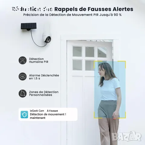 WiFi камера със соларен панел и акумулатор ieGeek ZS-GX4S 5 MP, снимка 4 - Комплекти за видеонаблюдение - 47555749