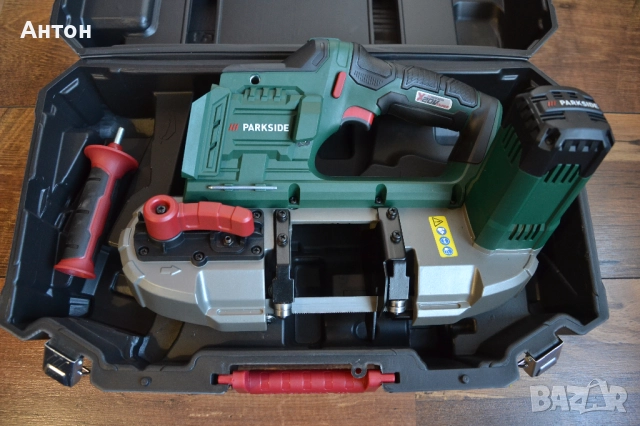 Акумулаторна лентова отрезна машина Parkside 20V, снимка 3 - Триони и циркуляри - 52736302