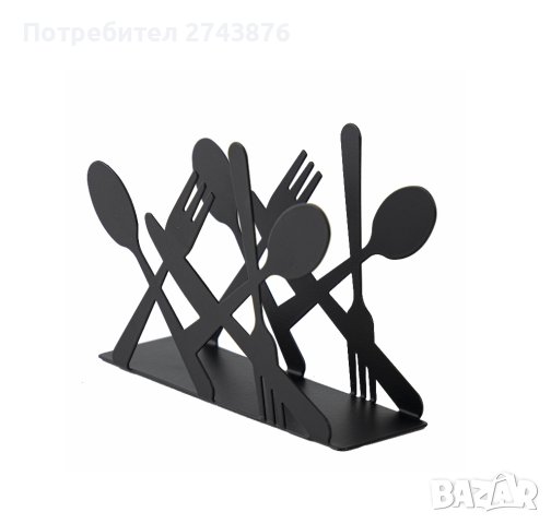 Mетален сaлфетник вилица и лъжица ,Черен, снимка 3 - Аксесоари за кухня - 43831701