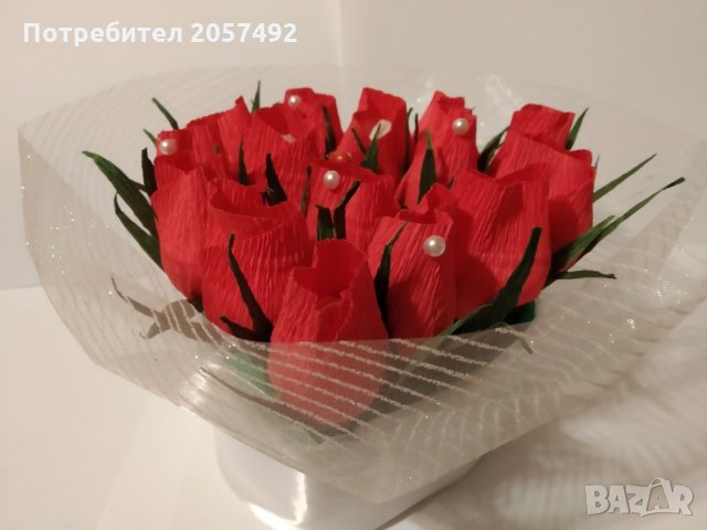 Букети от бонбони: кръгли и във форма на сърце, снимка 6 - Романтични подаръци - 27814115