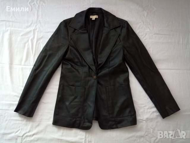 Topshop дамско кожено яке - блейзър в черен цвят р-р S (EU 36), снимка 6 - Якета - 43493473