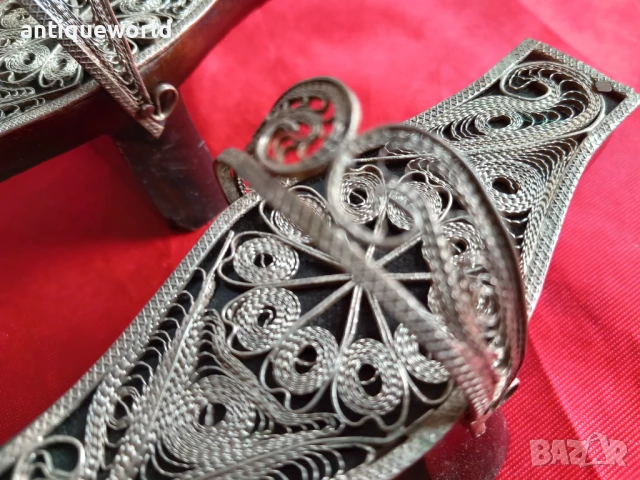 Сребърни ОСМАНСКИ Дървени Налъми За Хамам СРЕБРО , ФИЛИГРАН, снимка 5 - Антикварни и старинни предмети - 51211882