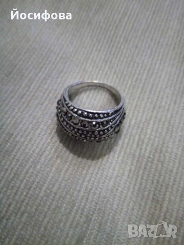 стилен пръстен с Маркасити, снимка 1 - Пръстени - 28438557