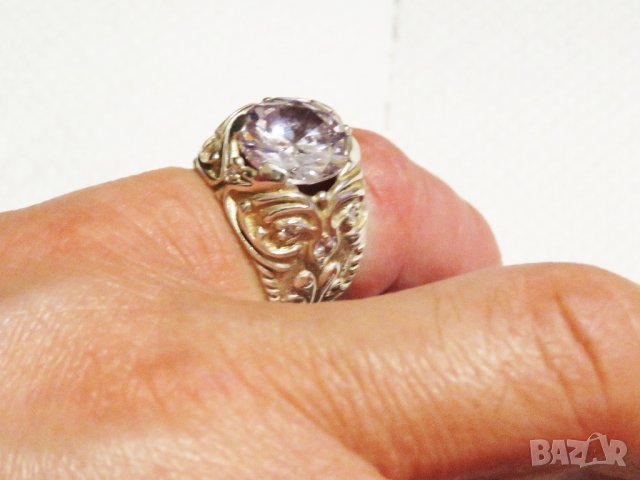 Стар красив мъжки сребърен пръстен за кутре с голям красив камък и множество инкрустирани камъче, снимка 6 - Пръстени - 34671945