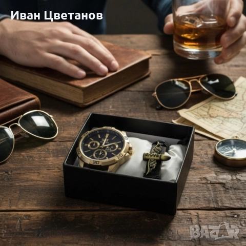 Мъжки комплект S&T Seek Time – стилен часовник с гривна в подаръчна кутия, снимка 2 - Мъжки - 52124714
