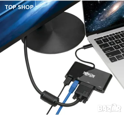 Eaton USB-C Многопортов видео адаптер, 4К/30Hz HDMI, USB-A 3.2 Gen 1, снимка 2 - Кабели и адаптери - 49457630