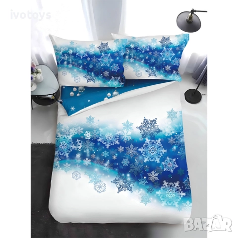 Двулицево коледно спално бельо, размер за приста (Реално изображение), 4 части - WS17351