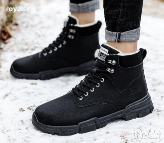 Черни Мъжки Боти с Топла Вата , снимка 2 - Мъжки боти - 52583227