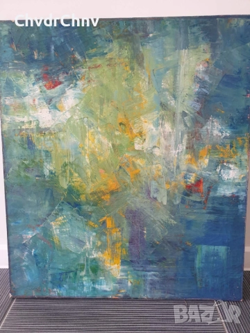 Цвятко Цветков 80см/голяма абстрактна българска картина масло върху платно/ексресионизъм