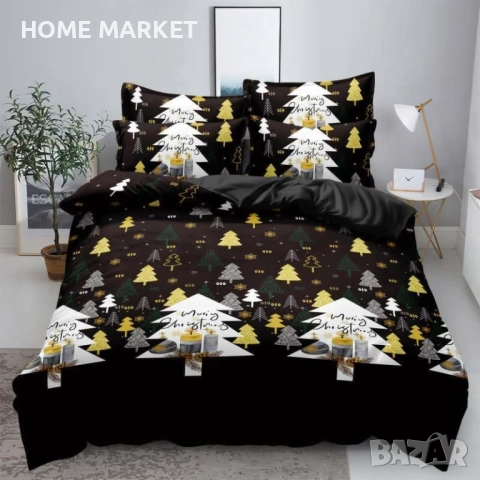 Коледно спално бельо, 100% памук, 6 части Този комплект съдържа:  6 части, двулицев двоен комплект: , снимка 4 - Спално бельо - 52538215