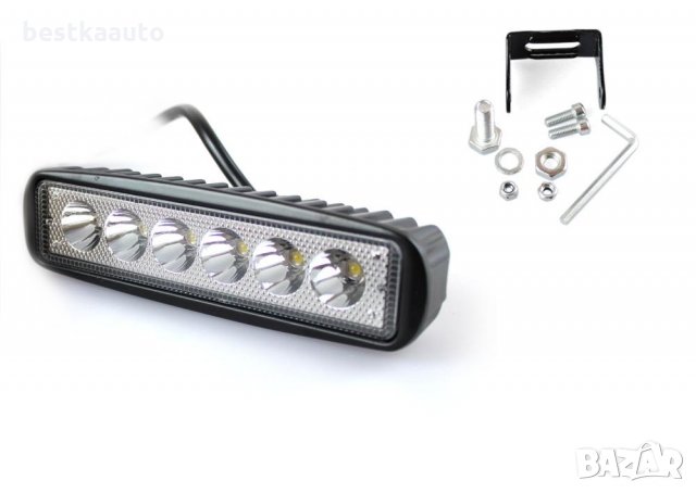 Халоген LED работна лампа 18W ( 3W x 6pcs ) 15,5 см. 9V-32V Джип АТВ Коли, Камиони, Бусове, Лодки и , снимка 2 - Аксесоари и консумативи - 28211985