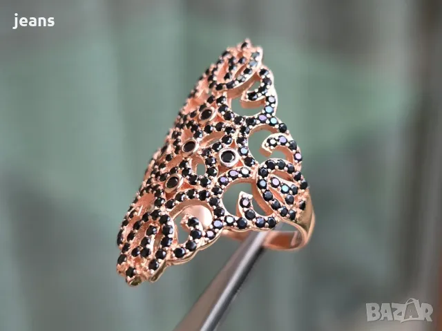 Сребърен пръстен с розово покритие 17556, снимка 3 - Пръстени - 50325703