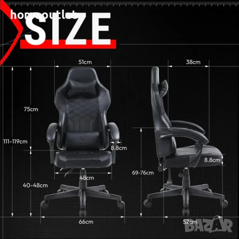 ПРОМОЦИЯ Ергономичен геймърски стол с регулируема функция и дамаска от PU кожа DOWINX LS-665902, снимка 4 - Столове - 50972759