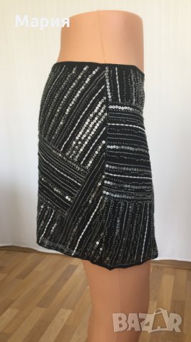 С / М America Today Нова Дамска Къса Пола Черна Бродерия Мъниста Паети Лятна Клубна, снимка 11 - Поли - 28776204