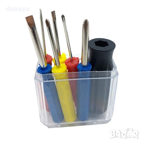 4386 Комплект мини отвертки с накрайник в кутия, снимка 3 - Отвертки - 43816437