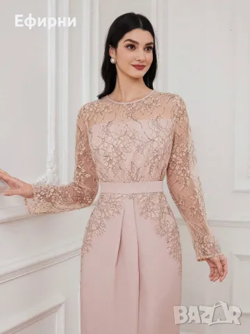 Рокля дантела, Розова рокля, Офицална рокля, Дълга рокля, Лятна рокля, снимка 3 - Рокли - 46330773