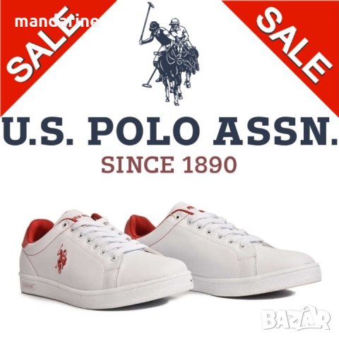ПРОМО 🍊 U.S. POLO® № 38 🍊 Дамски пролет/есен кожени обувки в бяло и червено нови с кутия, снимка 13 - Кецове - 26637301