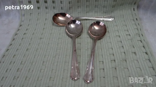 Английски посребрени немалки лъжици, снимка 2 - Прибори за хранене, готвене и сервиране - 49446171