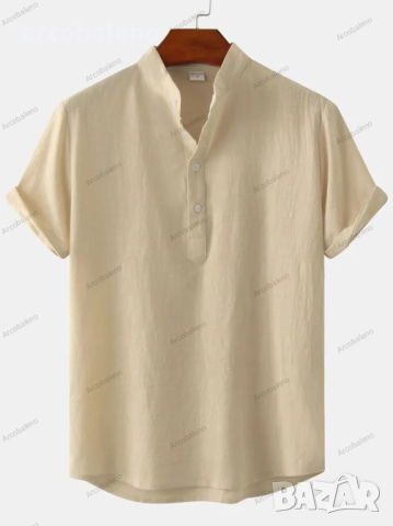 Мъжка памучна риза с яка и къс ръкав, 7цвята , снимка 12 - Ризи - 44901208