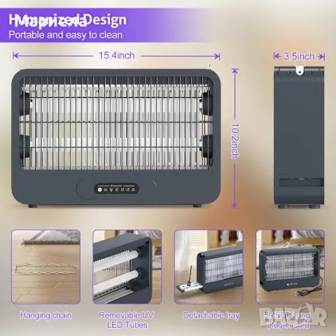 Електрически уред за насекоми на закрито и на открито с 3500 V мощна двойна решетка, снимка 18 - Друга електроника - 49362307