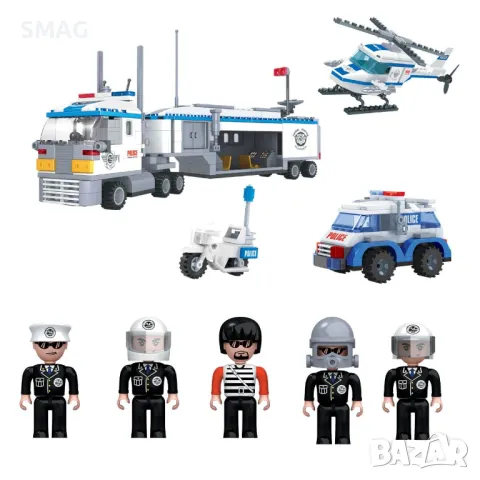 Комплект пластмасови части Конструктор Полицейски щаб и 5 фигурки 795 бр S_1242354, снимка 2 - Конструктори - 49266648