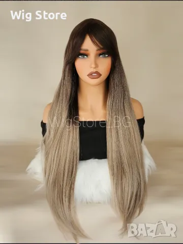 Пепеляво руса омбре перука с бретон