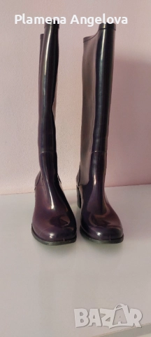 Лилави италиански гумени ботуши на ток – супер стилни!, снимка 6 - Дамски ботуши - 52351286