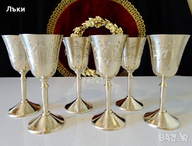 Бронзови чаши за ракия с разкошен бароков релеф. , снимка 3 - Антикварни и старинни предмети - 52228233