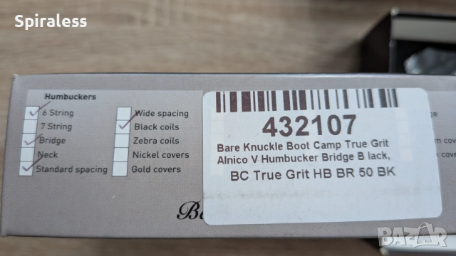 Bare Knuckle Boot Camp True Grit Alnico V Bridge  - адаптер за китара, снимка 4 - Китари - 53315479