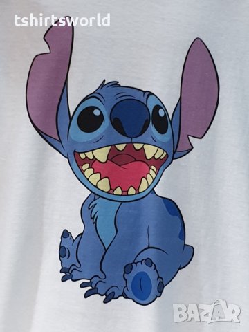 Нова бяла детска тениска с дигитален печат Стич (Stitch), снимка 2 - Детски тениски и потници - 38168198