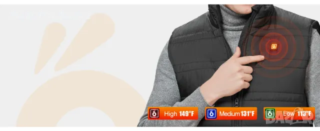 Отопляем елек унисекс UNBON със супермощна батерия 14400mAh, снимка 14 - Якета - 48486119