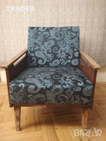 ретро фотьойл с двупластова дамаска , снимка 1 - Дивани и мека мебел - 40421737