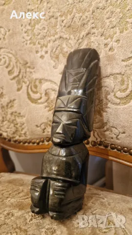 Винтидж скулптура на Инките, дялан камък– Обсидиан. 19в, снимка 4 - Антикварни и старинни предмети - 48429287