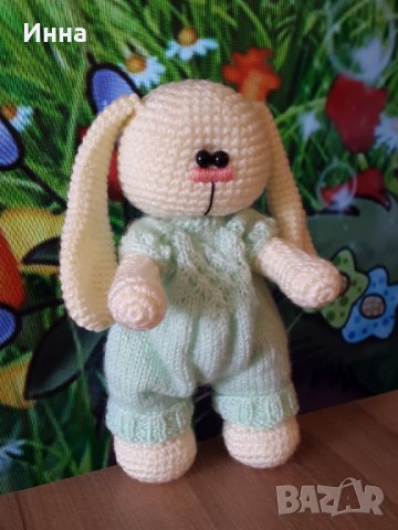 Плетена играчка Заек-Беби, Плетени, ръчно изработени, прекрасен подарък, снимка 7 - Плюшени играчки - 38318925