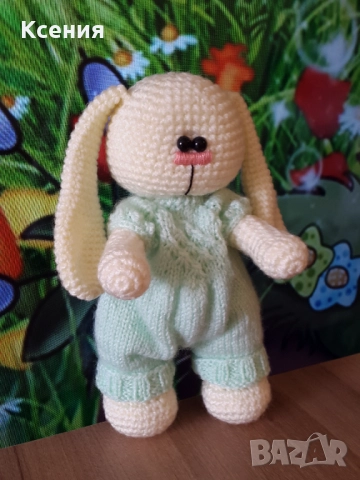 Плетена играчка Заек-Беби, Плетени, ръчно изработени, прекрасен подарък, снимка 5 - Плюшени играчки - 52060960
