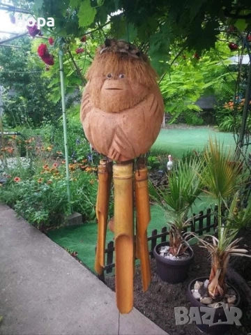 Вятърен звънец от дърво Маймуна, снимка 2 - Градински мебели, декорация  - 40116254
